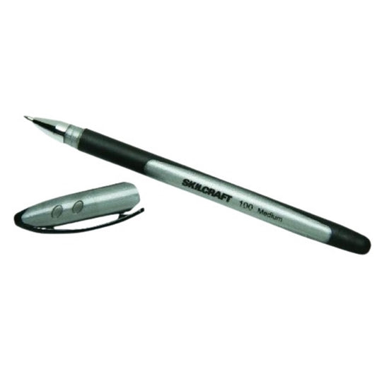 100 RUBBERIZED STICK PEN, MEDIUM POINT, BLACK INK BX