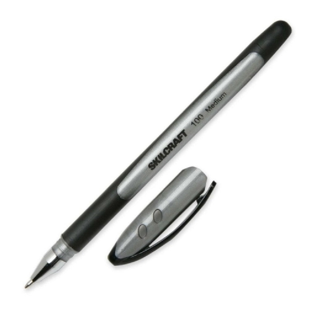 100 RUBBERIZED STICK PEN, MEDIUM POINT, BLACK INK PK