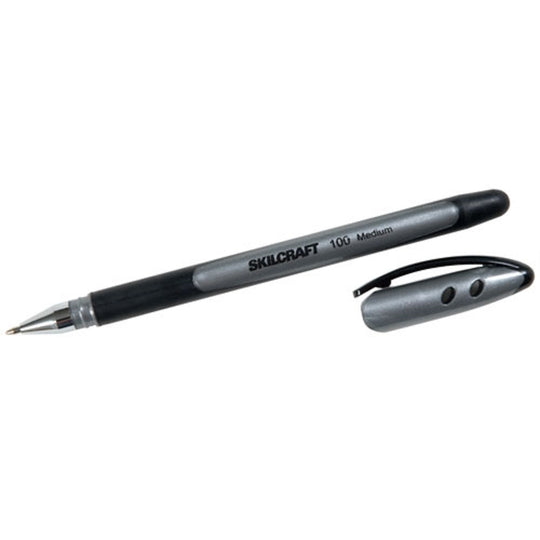 100 RUBBERIZED STICK PEN, MEDIUM POINT, BLACK INK PK