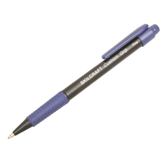 NSN4244852, RETRACTABLE CUSHION GRIP BALLPOINT PEN, FINE POINT, BLUE BX