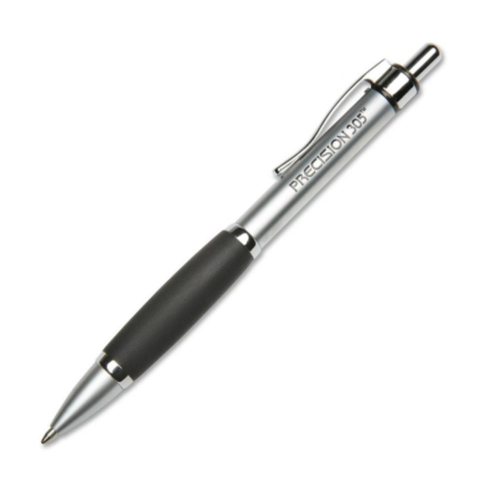 RETRACTABLE BALLPOINT PEN, MEDIUM, SILVER BARREL, BLACK INK PK