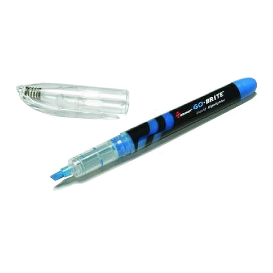 GO-BRITE LIQUID HIGHLIGHTER, FLUORESCENT BLUE LIQUID INK BX