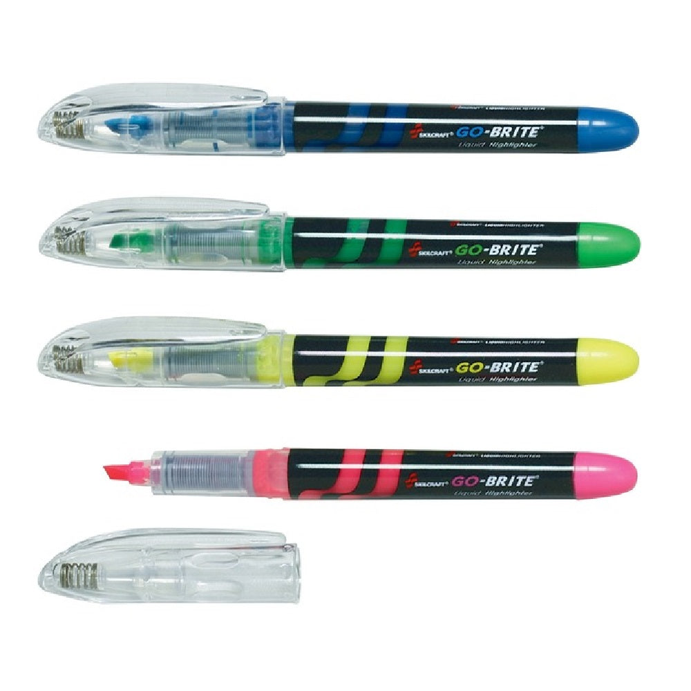 GO-BRITE LIQUID HIGHLIGHTERS - FLUORESCENT, FOUR-COLOR SET BX