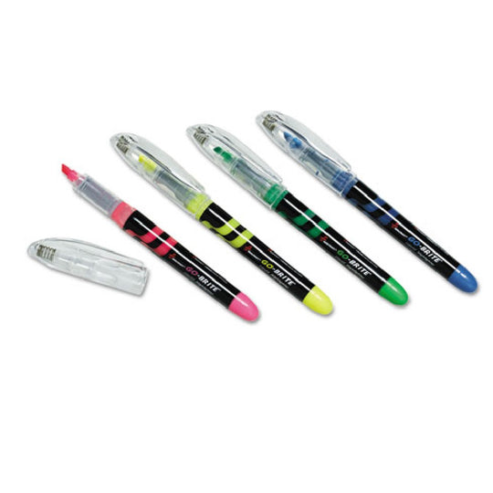 GO-BRITE LIQUID HIGHLIGHTERS - FLUORESCENT, FOUR-COLOR SET BX