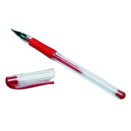 ALPHAGEL INK PEN, CLEAR BARREL, MEDIUM POINT, RED INK BX