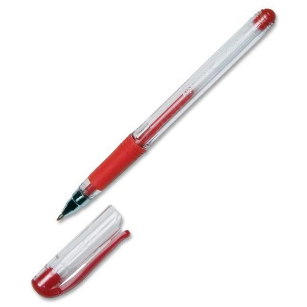 ALPHAGEL INK PEN, CLEAR BARREL, MEDIUM POINT, RED INK PK