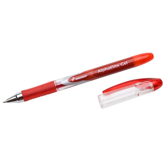 ALPHAELITE STICK GEL PEN, CLEAR BARREL, RED INK BX