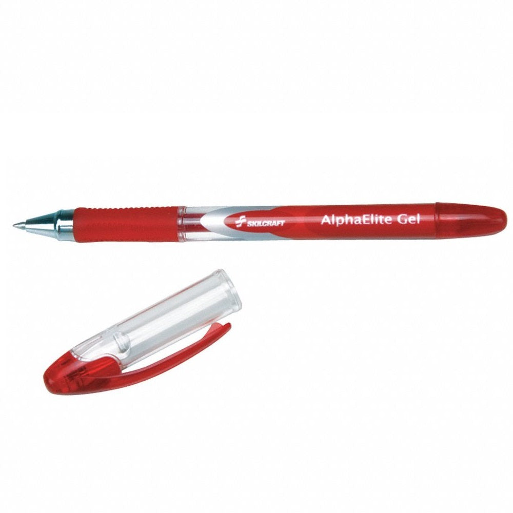 ALPHAELITE STICK GEL PEN, CLEAR BARREL, RED INK BX