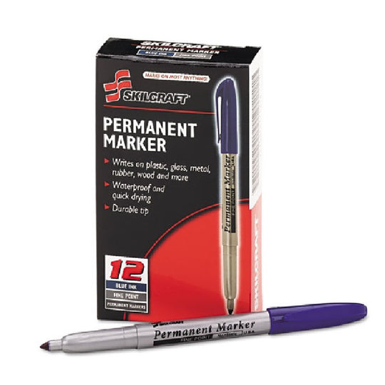 PERMANENT MARKER, FINE POINT, BLUE INK PK