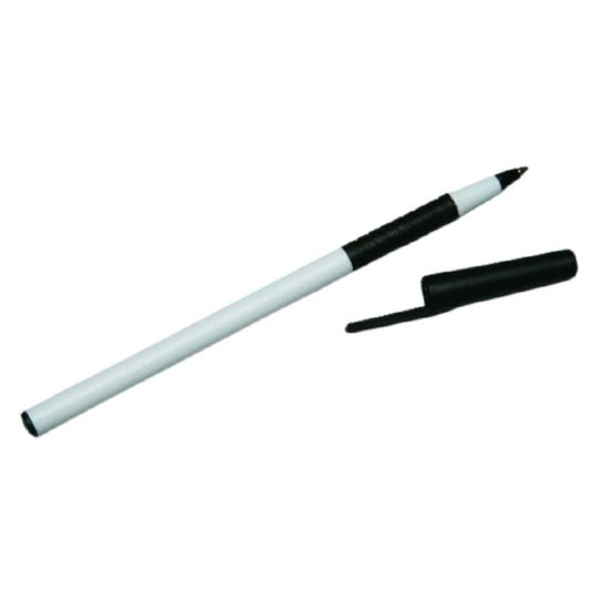 ALPHA BASIC, WHITE BARREL STICK BALLPOINT PEN, BLACK INK 1/DZ