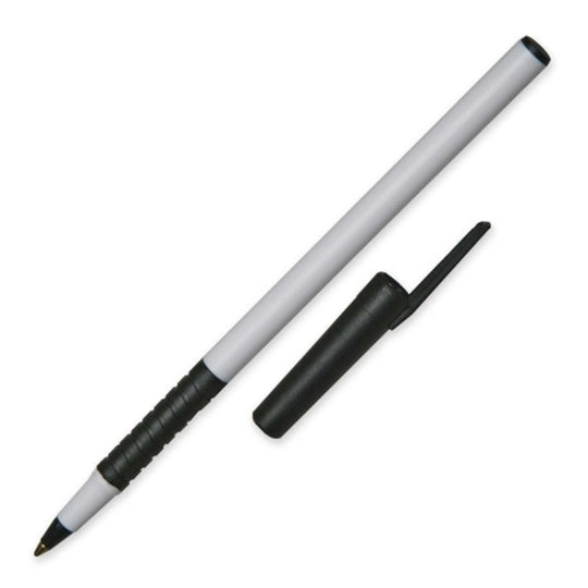 ALPHA BASIC, WHITE BARREL STICK BALLPOINT PEN, BLACK INK BX