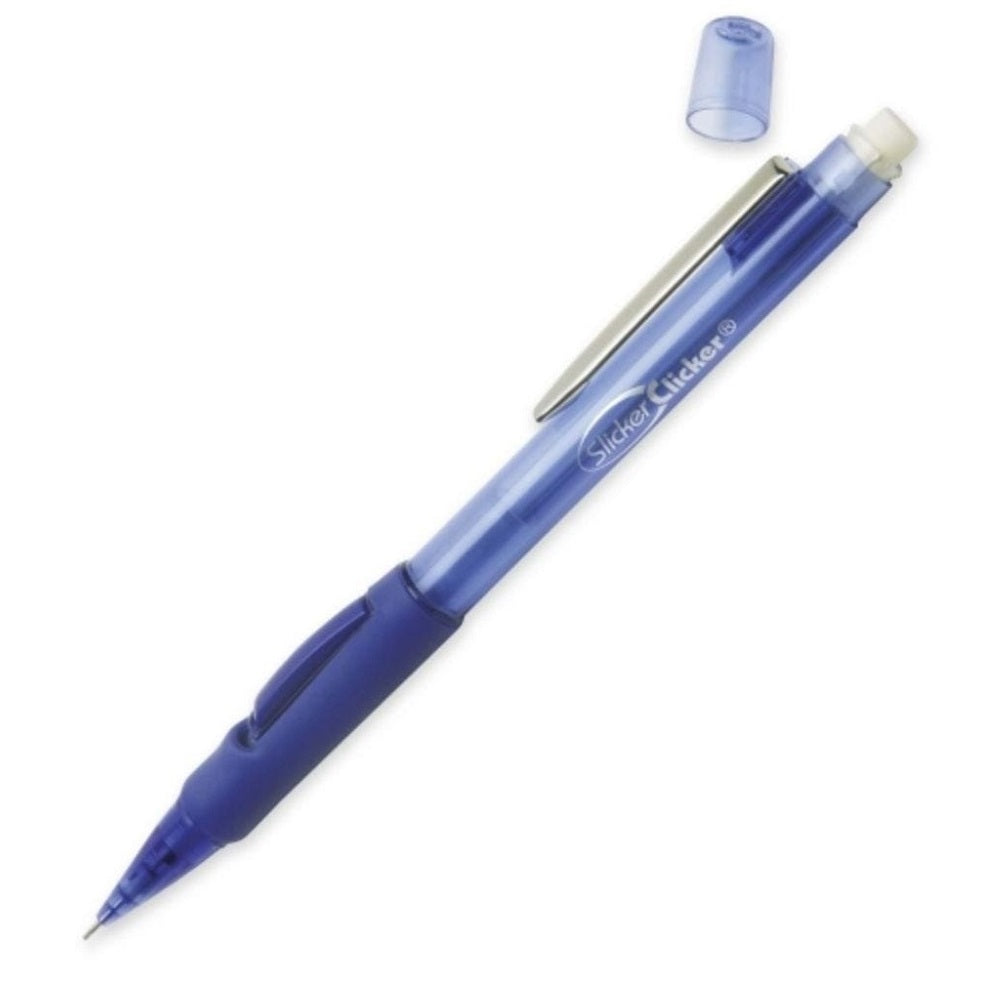 SIDE ADVANCED MECHANICAL PENCIL, TRANSLUCENT BLUE BARREL, BLACK LEAD BX