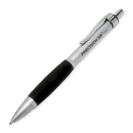 PRECISION MECHANICAL PENCIL, METAL BARREL, SILVER BARREL, BLACK LEAD  CS