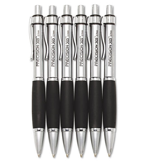 PRECISION MECHANICAL PENCIL, METAL BARREL, SILVER BARREL, BLACK LEAD  CS