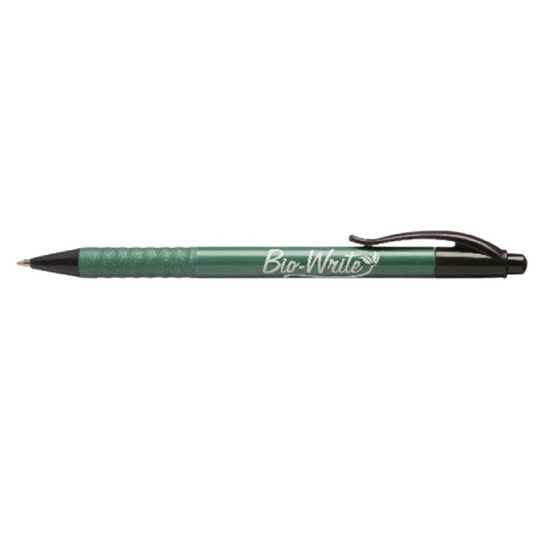 BIO-WRITE RETRACTABLE PENS, MEDIUM POINT, BLUE INK BX