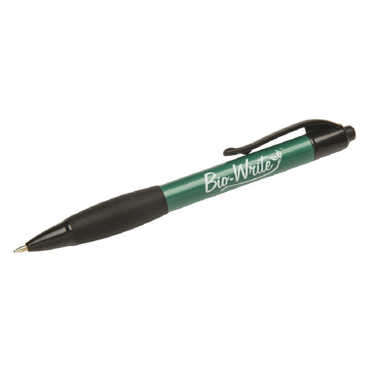 BIO-WRITE RETRACTABLE PEN W/RUBBER GRIP, FINE POINT, BLACK BX