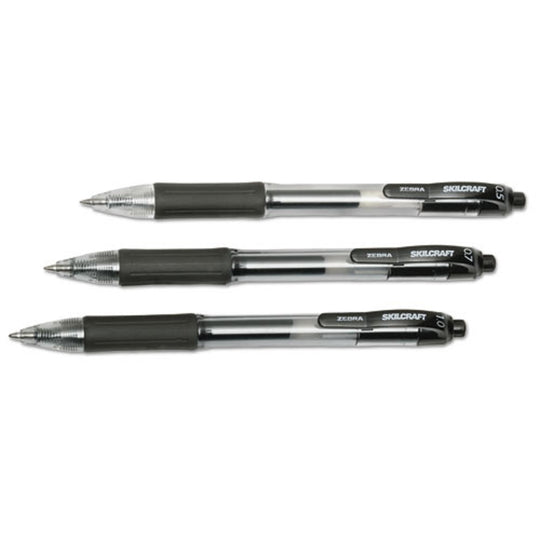 RETRACTABLE GEL PEN, FINE POINT, BLACK INK BX