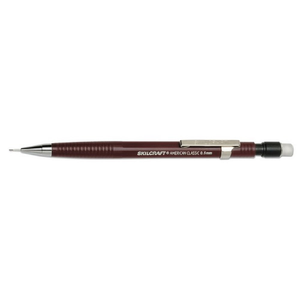 MECHANICAL, PUSH ACTION FINE POINT 0.5 MM PENCIL, BURGUNDY BARREL BX