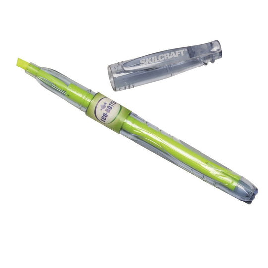 ECO-BOTTLE RECYCLED HIGHLIGHTER, CHISEL TIP, YELLOW INK BX