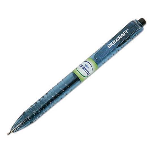 RECYCLED WATER BOTTLE, RETRACTABLE BALLPOINT PEN, FINE POINT, BLACK   BX