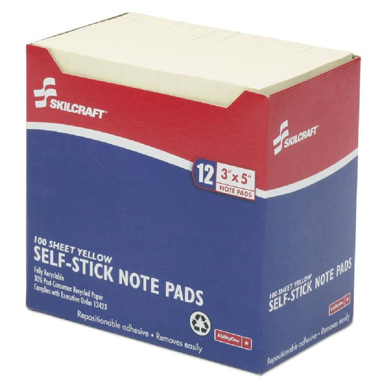 SELF-STICK NOTE PADS, UNRULED, YELLOW CS