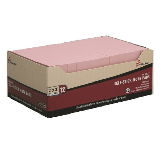 SELF-STICK WRITING PADS UNRULED, REPOSITIONALBLE, PINK CS