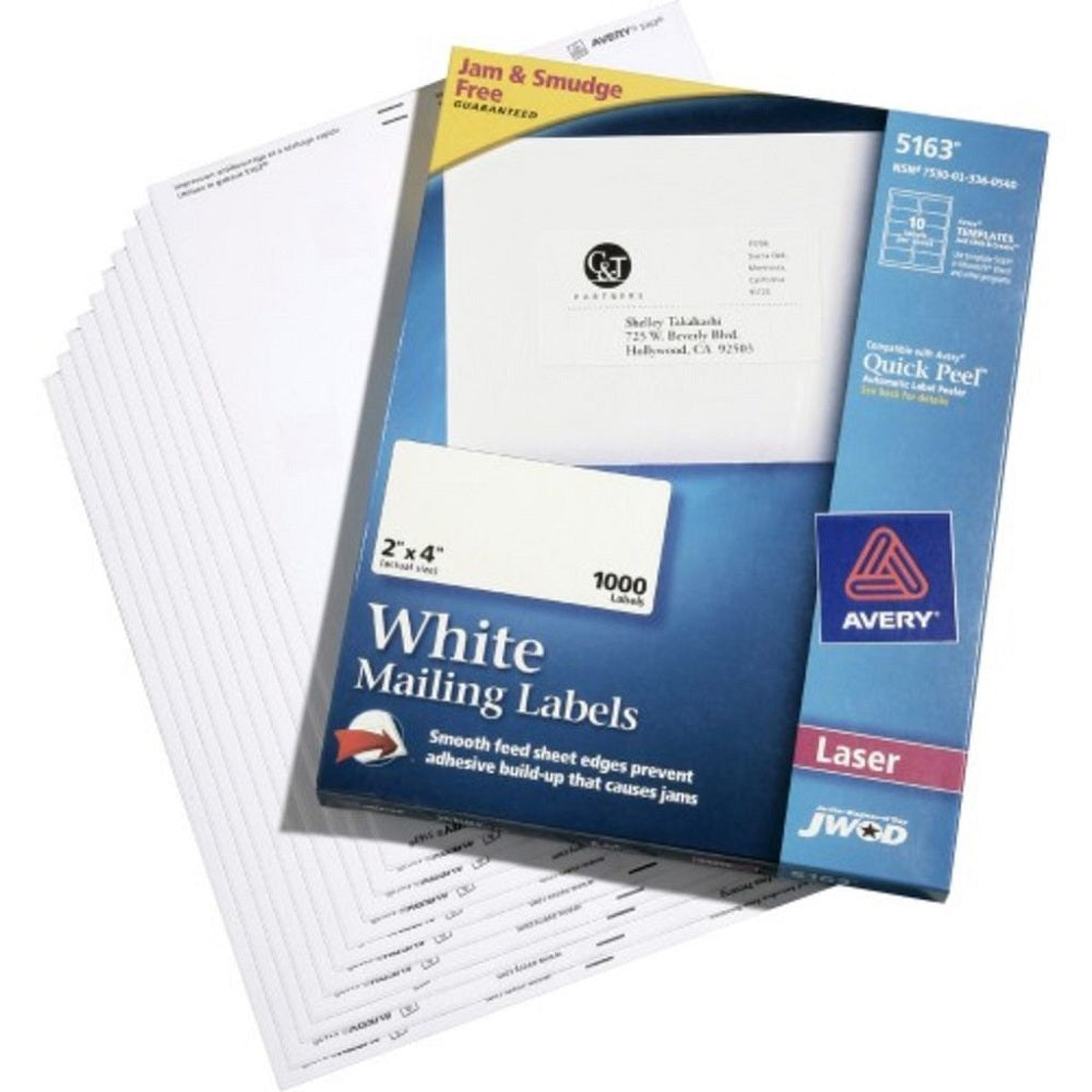 7530013360540 WHITE LASER LABELS, 2 x 4, MATTE FINISH CT