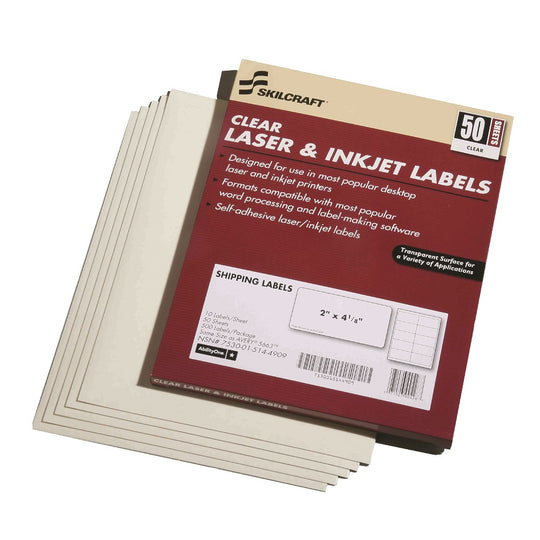 ADDRESS LABELS, LASER AND INKJET, CLEAR PK