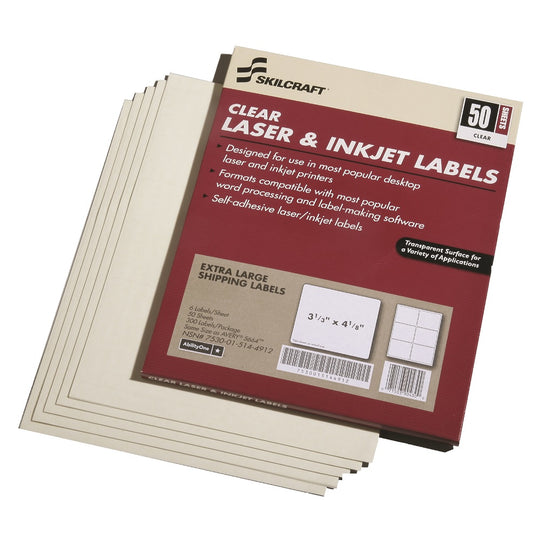 CLEAR LASER & INKJET SHIPPING LABELS CS