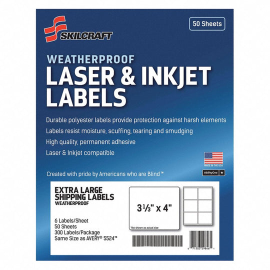 7530016736217 WEATHERPROOF EXTRA LARGE SHIPPING LABELS, LASER/INKJET LABELS BX