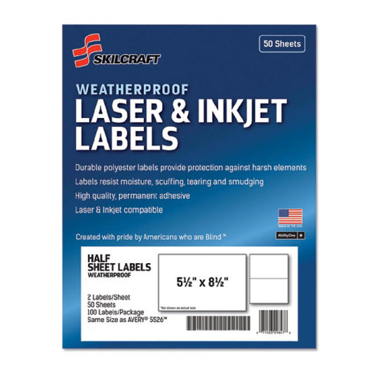 7530016736219 WEATHERPROOF MAILING LABELS, LASER AND INKJET, 2 LABELS/SHEET BX