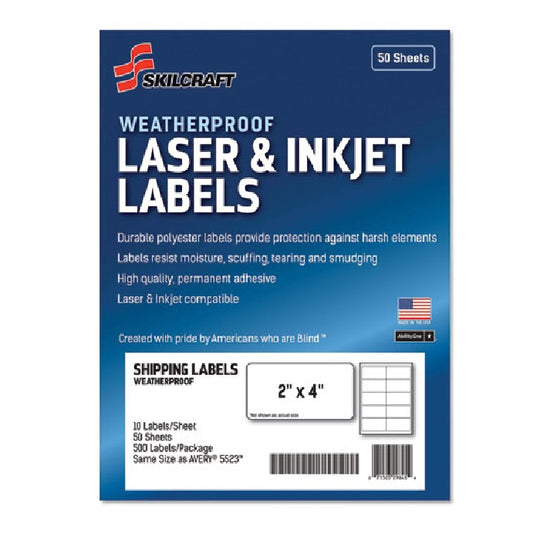 7530016736220 WATERPROOF MAILING LABELS, LASER PRINTERS, WHITE BX