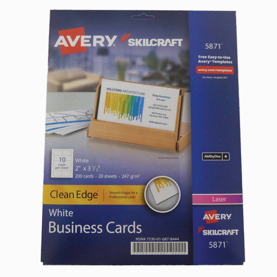 7530016878444 CLEAN EDGE BUSINESS CARDS, UNCOATED, TWO-SIDED PRINTING BX