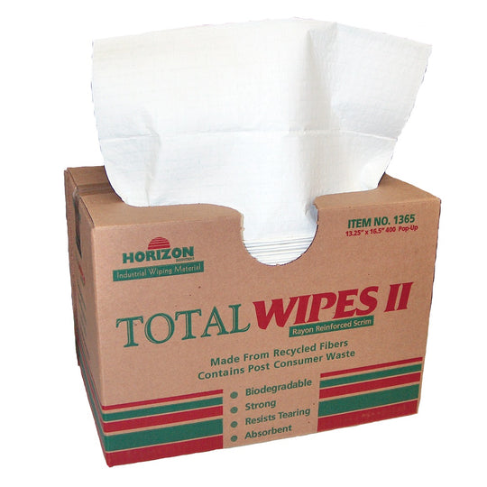 TOTAL WIPES II, 4-PLY MEDIUM DUTY CLEANING TOWEL, WHITE RYAON  BX