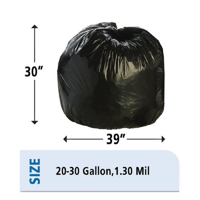 RECYCLED CONTENT TRASH CAN LINERS, 30 GAL, 1.3 mL, 30" x 39", BLACK/BROWN, 100/CT