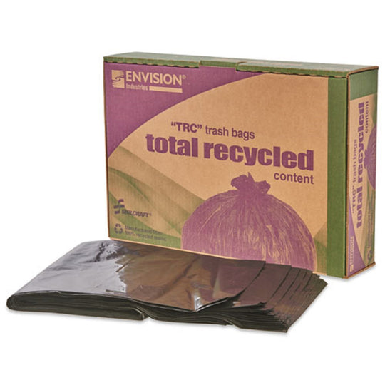 RECYCLED TRASH CAN LINERS, 38 x 60 - BLACK/BROWN 100/CARTON