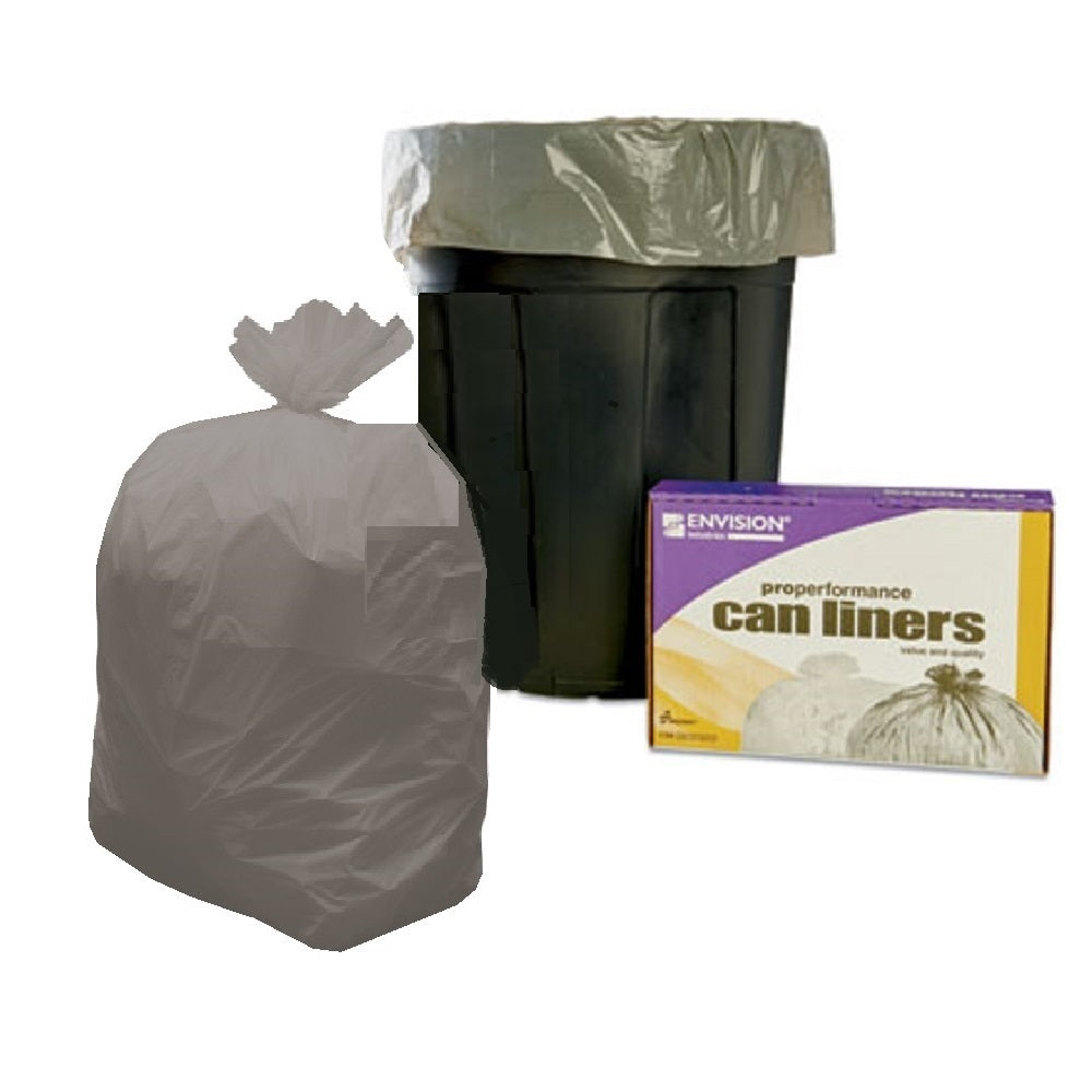 CORELESS ROLL CAN LINERS, MEDIUM DUTY, GRAY  BX