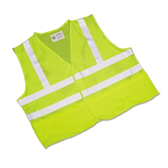 VEST CLASS 2 ANSI 107 2010 COMPLIANT - LIME/SILVER, XL BX