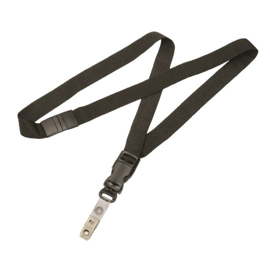 NECK LANYARD, 3/4" STRAP, BULLDOG CLIP, BLACK BX