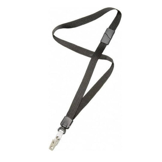 NECK LANYARD, 3/4" STRAP, BULLDOG CLIP, BLACK BX