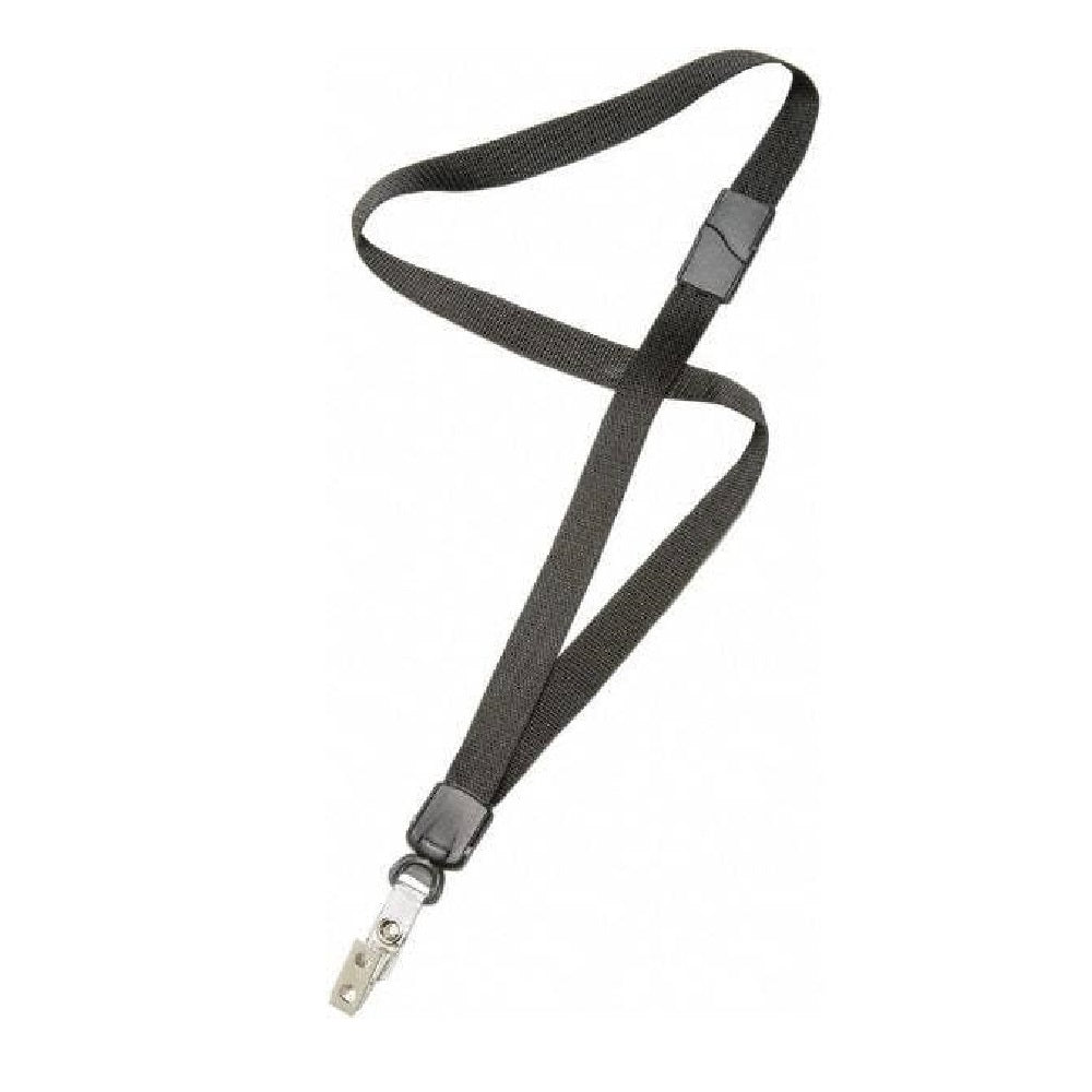 NECK LANYARD, 3/4" STRAP, BULLDOG CLIP, BLACK PK