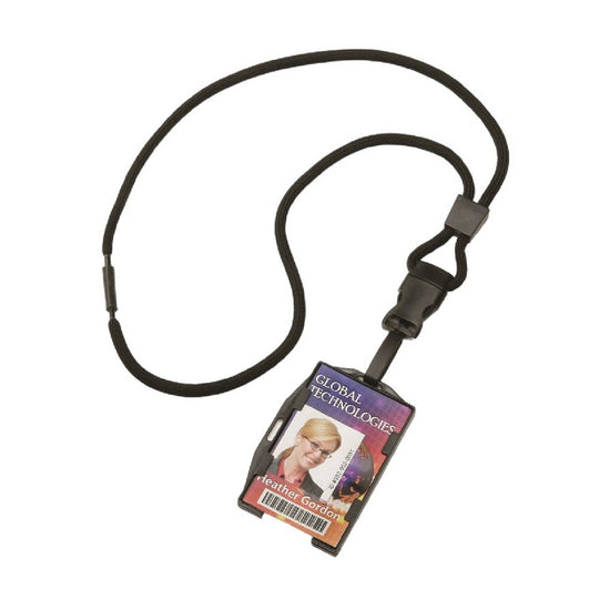 DUAL SIDED ID HOLDERS, 36" LANYARD BLACK EA