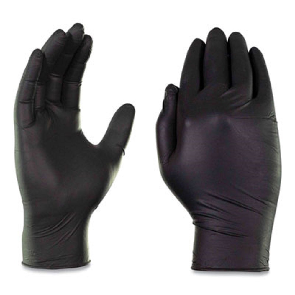 AXCGPNB46100 AMMEX GPNB46100 Gloveworks Black Nitrile Powder Free Industrial Gloves, 5- Mil