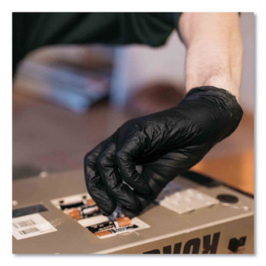 AXCGPNB46100 AMMEX GPNB46100 Gloveworks Black Nitrile Powder Free Industrial Gloves, 5- Mil