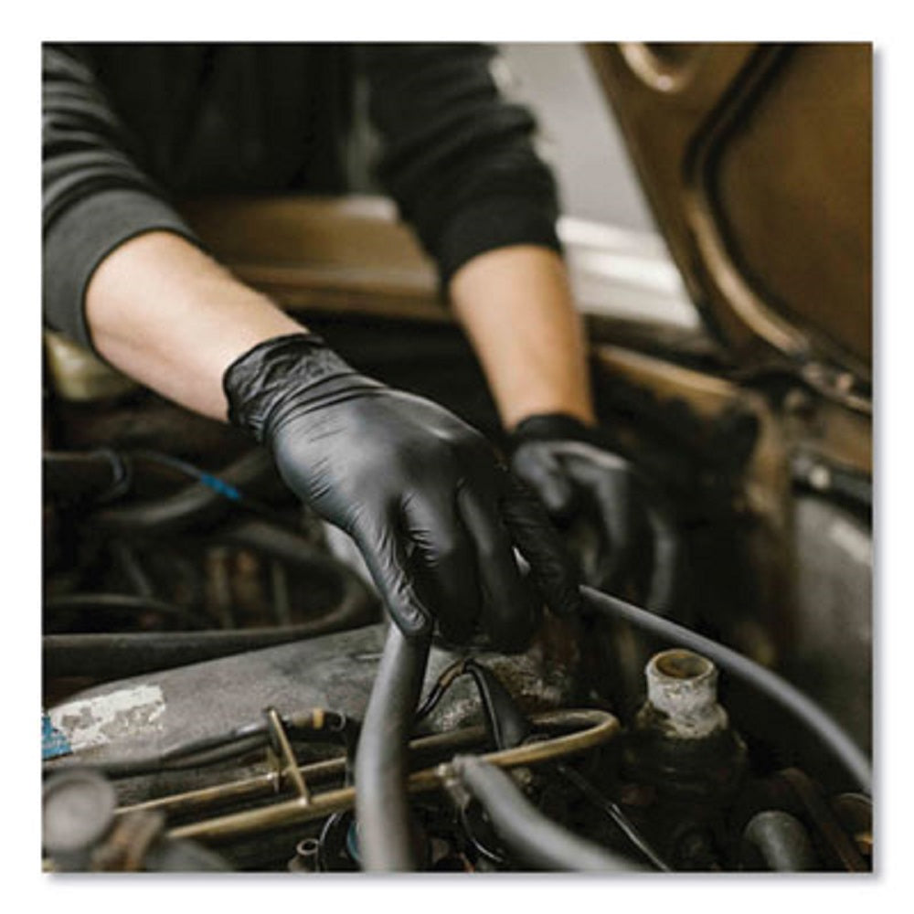 AXCGPNB46100 AMMEX GPNB46100 Gloveworks Black Nitrile Powder Free Industrial Gloves, 5- Mil