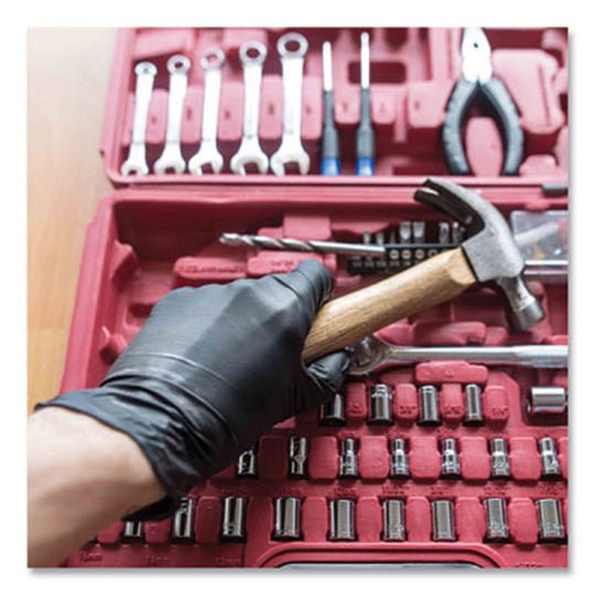 AXCGPNB46100 AMMEX GPNB46100 Gloveworks Black Nitrile Powder Free Industrial Gloves, 5- Mil