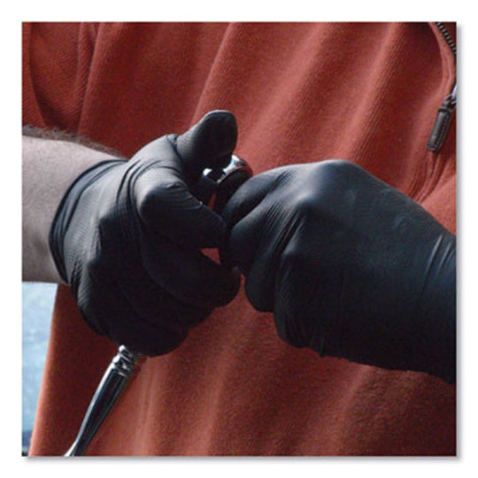 AXCGWBN44100 Ammex GWBN44100 Gloveworks Black Nitrile Powder Free Industrial Gloves, 6 Mil