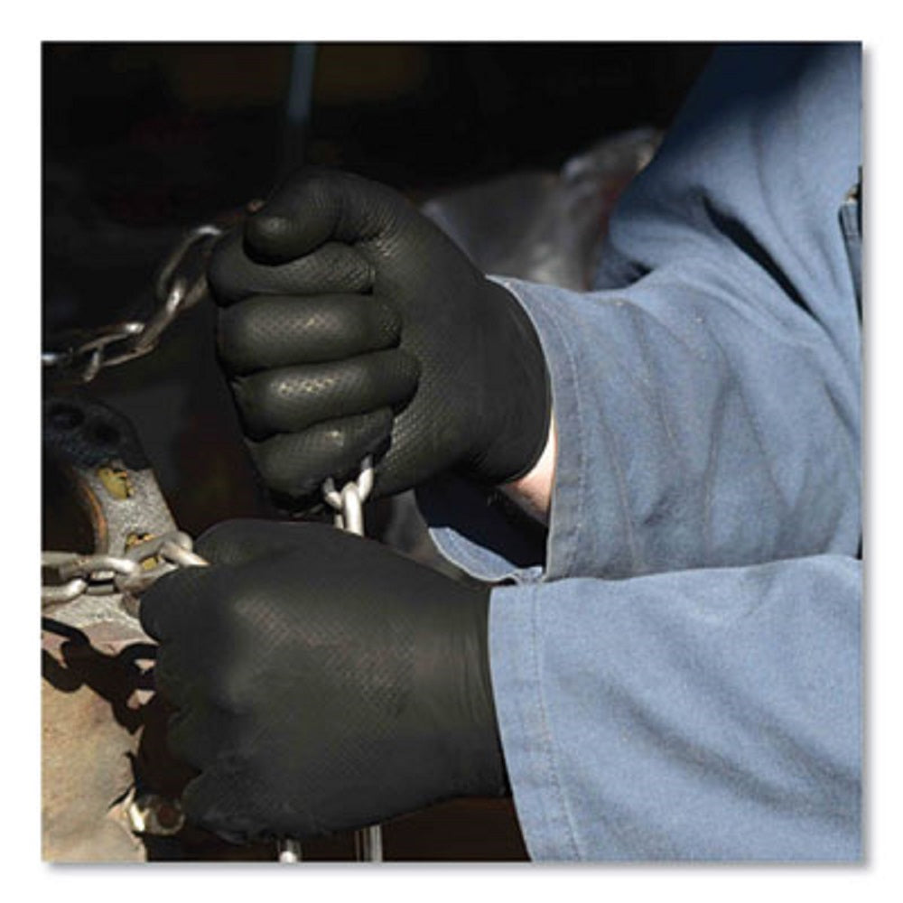 AXCGWBN44100 Ammex GWBN44100 Gloveworks Black Nitrile Powder Free Industrial Gloves, 6 Mil