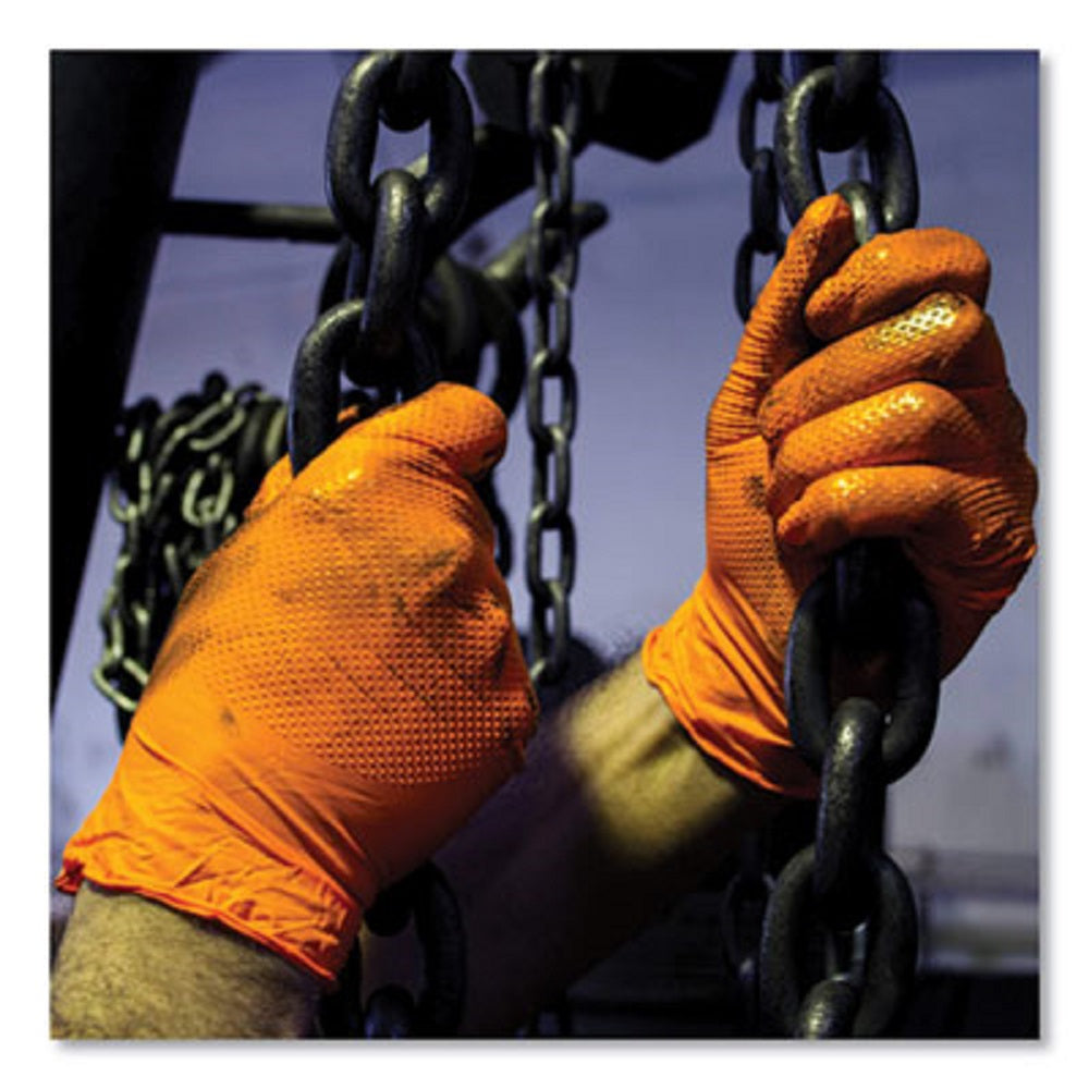 AXCGWON49100CT GLOVEWORKS BY AMMEX GWON49100 INDUSTRIAL XX-LARGE NITRILE GLOVES, ORANGE BX