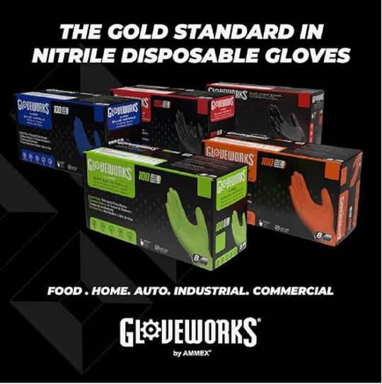 AXCTLF44100 GLOVEWORKS BY AMMEX TLF44100 MEDIUM NITRILE GLOVES, IVORY